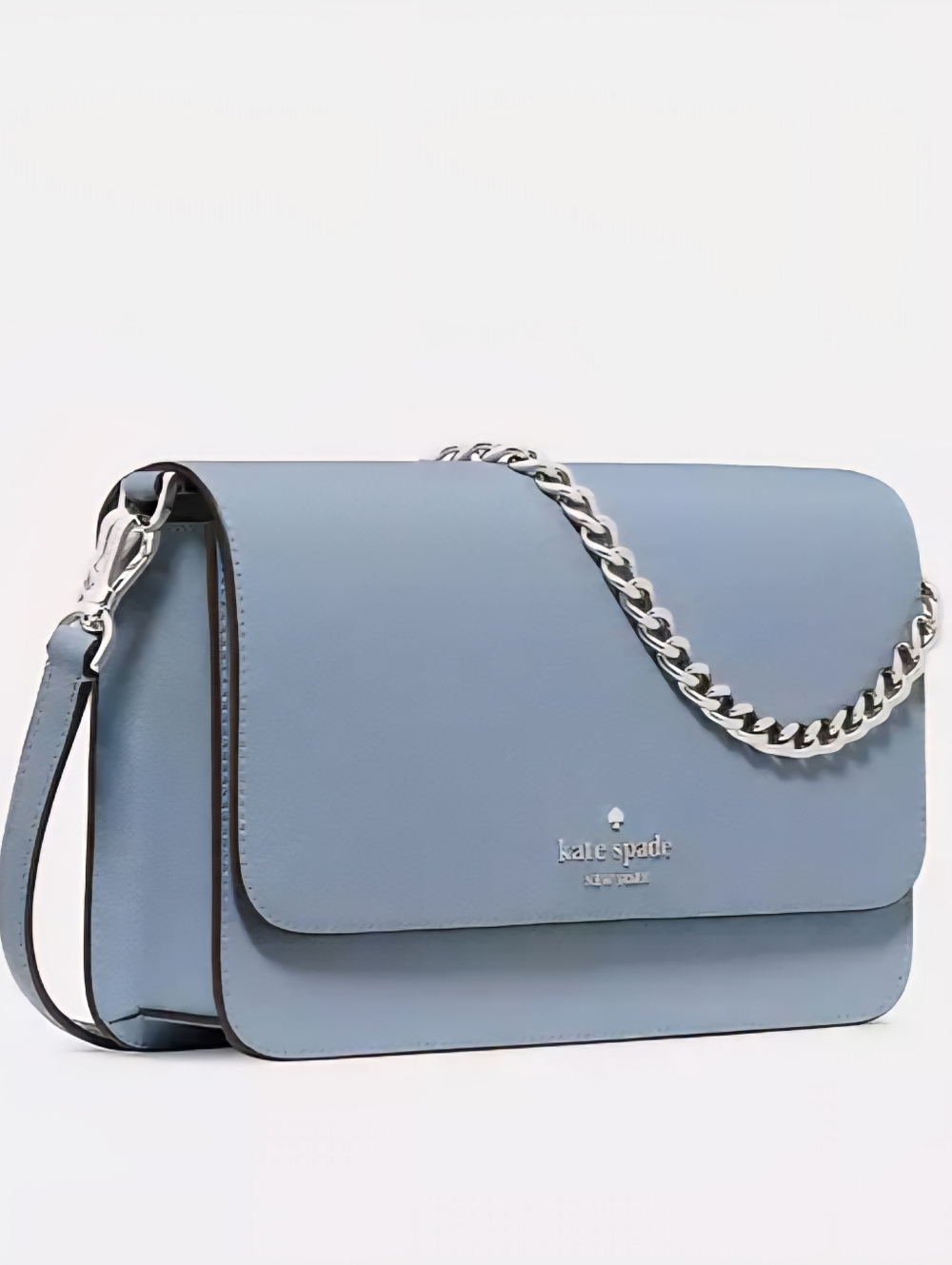 Kate Spade Madison Medium Flap Saffiano Leather Crossbody Bag - Muted Blue NWT